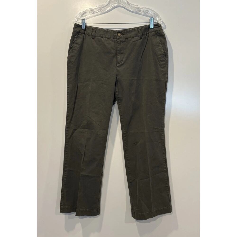 Eddie Bauer Olive Green Mercer Fit Bootcut Pants Womens Size 12 Short (1881)‎